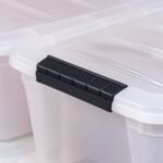 IRIS 13 Qt Stackable Plastic Storage Bins with Lids- Discreet- Pearl, 4Pk - Image 3