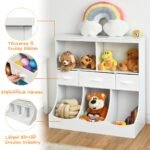 Costway Freestanding Combo Shelf Cubby BinW/3 Baskets White - Image 5