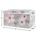 Sweet Jojo Designs Girl Fabric Storage Toy Bin Watercolor Floral Grey and Pink - Image 4