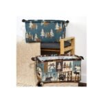 The Lakeside Collection Rustic Printed Home Storage Decor Polyester Baskets Set of 2 - Lodge Patchwork & Moose - Image 4