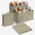 Cheer Collection 6 Pack Fabric Storage Cubes with Handles Collapsible Organizer Bins 11 Inch, Gray