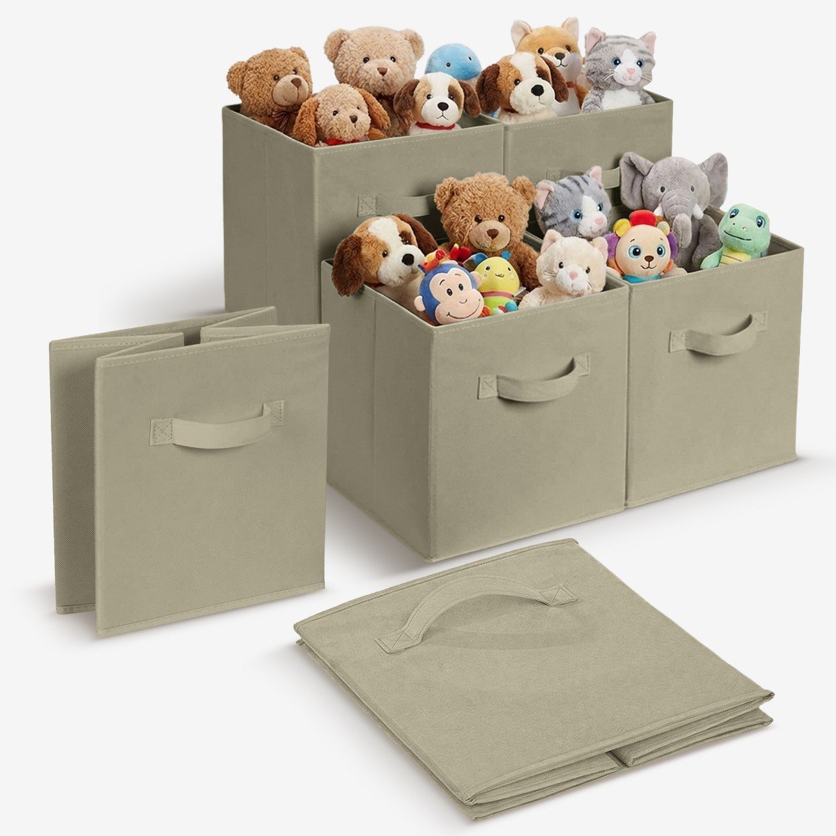 GUEST_d6441faa-79e6-49c1-a7aa-6777956c1c40.jpg Cheer Collection 6 Pack Fabric Storage Cubes with Handles Collapsible Organizer Bins 11 Inch, Gray - Image 1