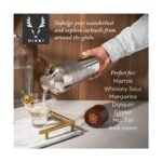 Viski Globe 32 oz Stainless Steel Cocktail Shaker with Etched World Map & Compass, Wood Cap for Whiskey Sour, Home Bar Decor, Birthday Gifts for Men - Image 4