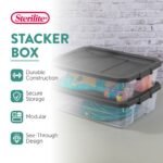 Sterilite 40 Quart Plastic Storage Bin Tote & Latch Lid, 6 Pack, Gray - Image 2