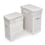 Badger Basket Wicker Two Hamper Set with Liners - White - Image 4