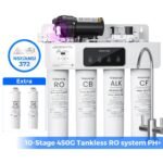 Waterdrop - WD-T4-A Alkaline pH+ Reverse Osmosis Water Filter,extra 2 RT-CB Filters - White