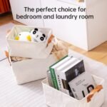 VUSIGN 2pk Non-Woven Storage Basket with Handle Small Light Beige - Image 2