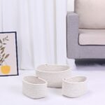 Unique Bargains Woven Storage Organizer Decor Storage Basket 3 Pcs Beige - Image 4