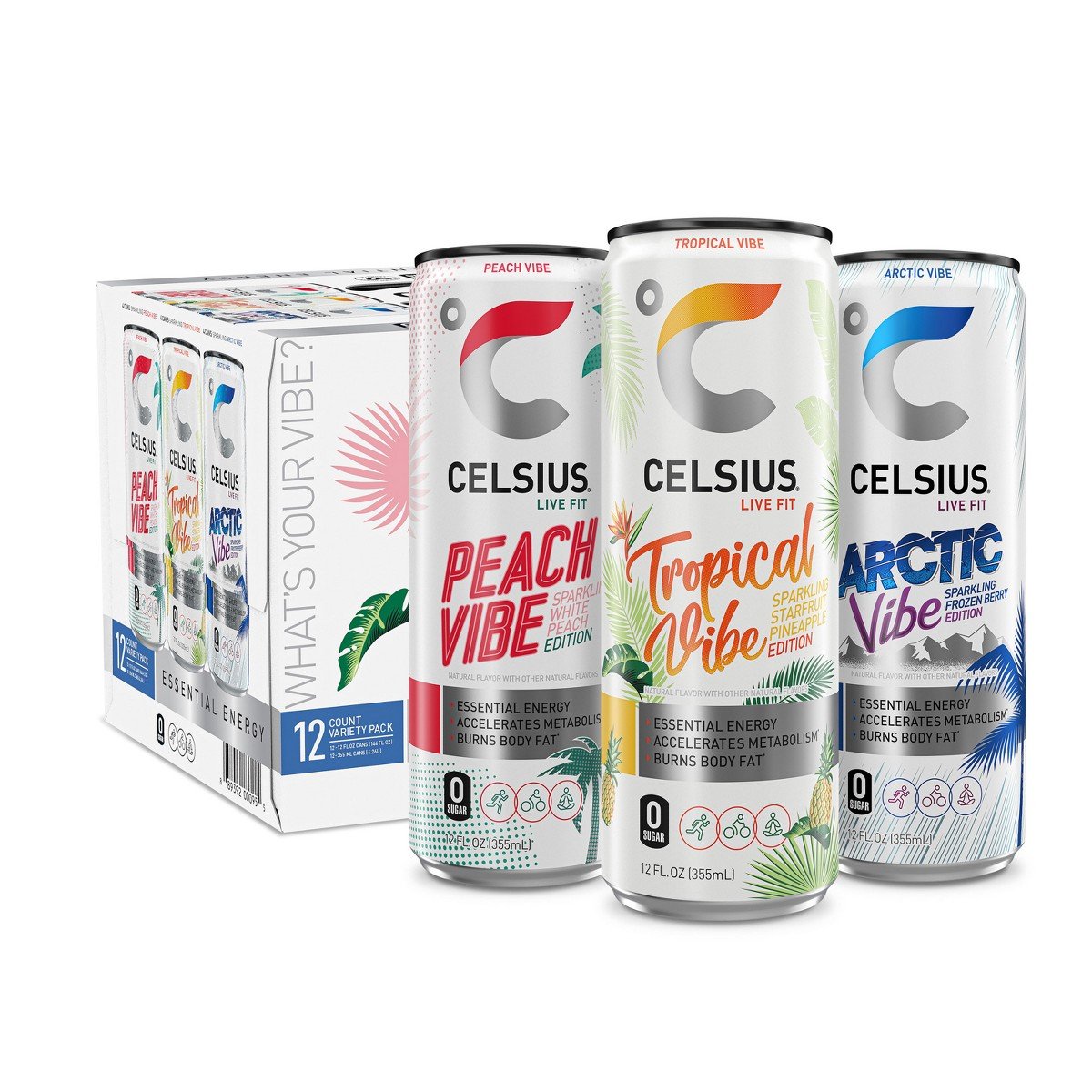 GUEST_dbcd6878-35be-41b8-99d7-5a32477358b9.jpg CELSIUS Sparkling VIBE Variety Pack Functional Energy Drink - 12pk/12 fl oz Cans - Image 1
