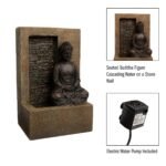 Nature Spring Tabletop Water Fountain - Sitting Buddha Statue by a Stone Wall Waterfall, Electric Pump & Soothing Sounds for Office and Home Decor - Image 3