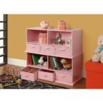 Badger Basket Stackable Shelf Storage Cubby with Three Baskets Pink - Image 3
