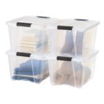 IRIS 32 Qt Stackable Plastic Storage Bins with Lids- Discreet- Pearl, 4Pk - Image 7
