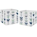 Sweet Jojo Designs Fabric Storage Bins Set Mod Arrow Grey Blue and Green