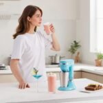 VEVOR Milkshake Maker, 100W Milk Shake Maker Mixer, Single Head Drink Mixer Blender Machine, Dual-Speed Adjustment Milkshake Blender,Silver & Blue - Image 2