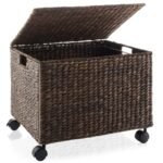 Casafield Rolling Filing Cabinet, Espresso Dark Brown - Water Hyacinth Hanging File Folder Organizer on Wheels, Home Office Storage - Image 3