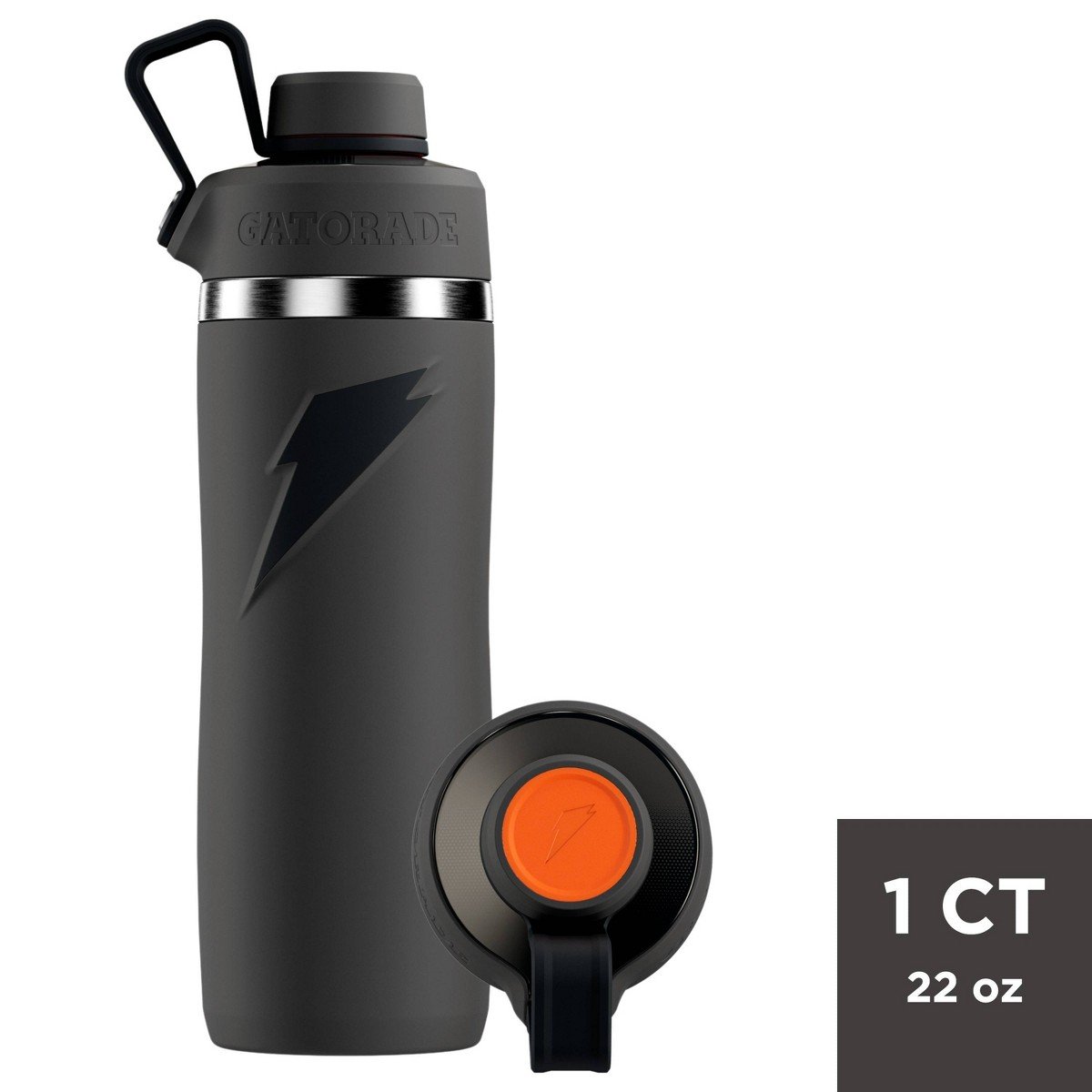 GUEST_de6af1f0-7e37-4350-8eb1-7f4a4d4577c3.jpg Gatorade 22oz Stainless Steel Twist Cap Water Bottle - Gray: Portable Drinkware, 22oz Capacity - Image 1