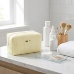 Alilang Knit Makeup Bag Large Capacity Cosmetic Pouch Travel Toiletry Organizer, Yellow - Image 2