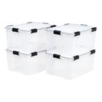 IRIS 62 Qt Airtight Plastic Storage Bin with Lid and Seal and Secure Latching Buckles, 4Pk