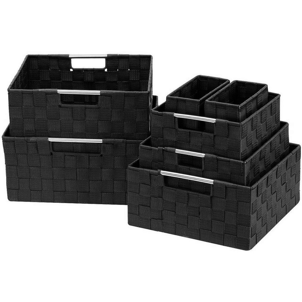 GUEST_e10f6f98-6ed0-44dd-a5d9-f1c2af4010de.jpg Sorbus 7 Piece Stackable Woven Basket Organizer Set with Built-In Carry Handles - Stylish Storage for any room in the household - Image 1