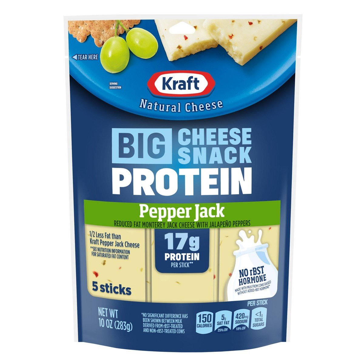 GUEST_e1748c07-021f-4213-8cfb-8dd4a62b5c83.jpg Kraft Natural Cheese Reduced Fat Pepper Jack Protein Big Stick - 10oz - Image 1