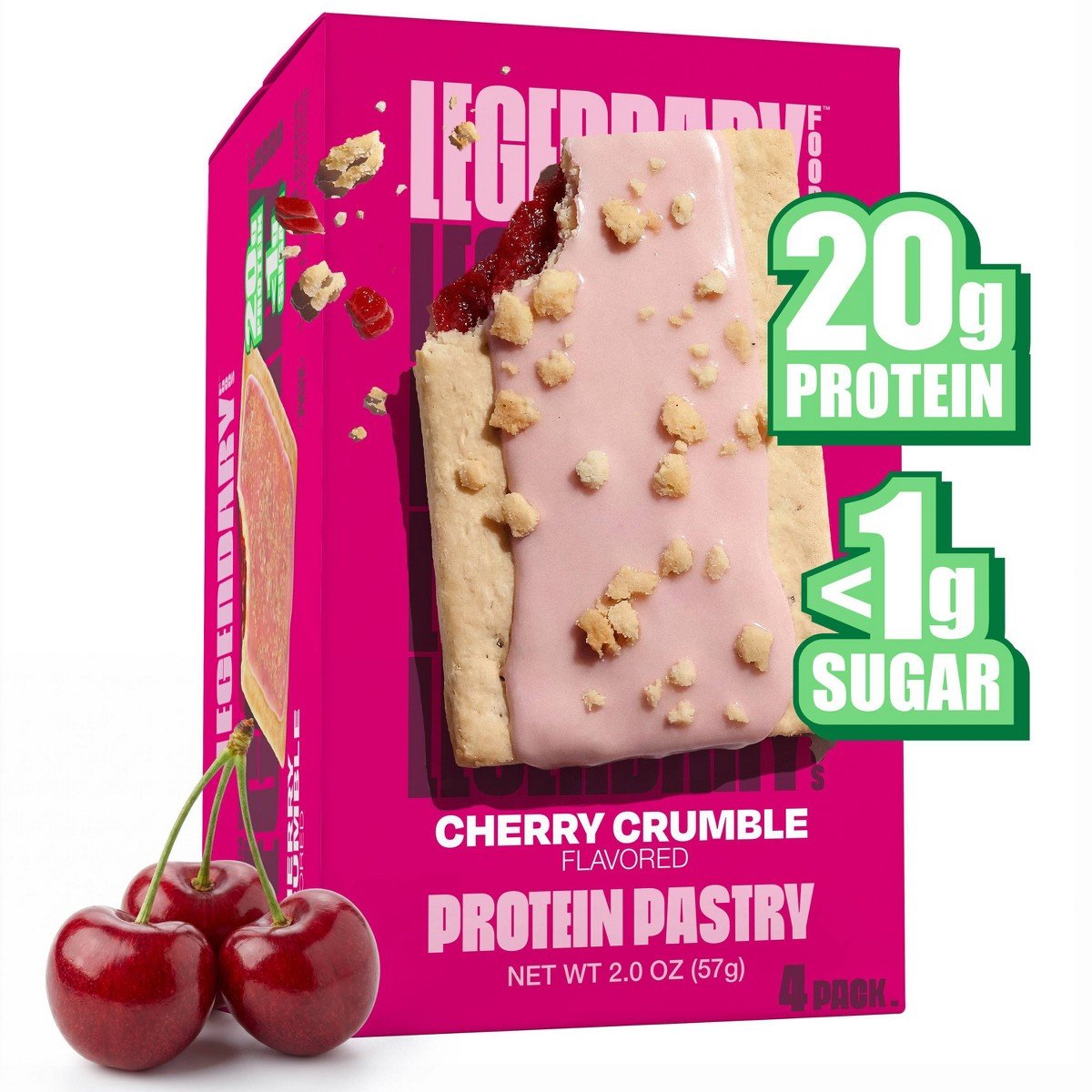 GUEST_e1801087-8308-4447-b253-a0aa62db105b.jpg Legendary Foods Gluten Free and Keto Friendly Protein Pastry - Cherry Crumble - 8oz/4ct - Image 1