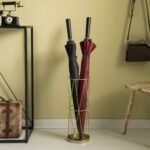 Vintiquewise Gold Round Vertical Design Umbrella Holder Stand for Indoor and Outdoor with Drip Water Tray - Image 6