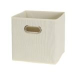 Household Essentials Fabric Decorative Storage Bins 6 Piece Set, Natural - Image 5