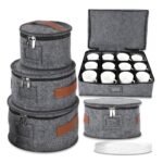 Storage Containers, 5 Pcs China Storage Boxes for Mugs, Dishes, Plates, and Bowls, Soft Felt Dinnerware Organizers with Zippered Lids - Image 3