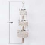 Alilang 3 Tier Macrame Hanging Storage Basket Cotton Rope Wall Organizer Boho Space Saving Storage, Light Beige - Image 3