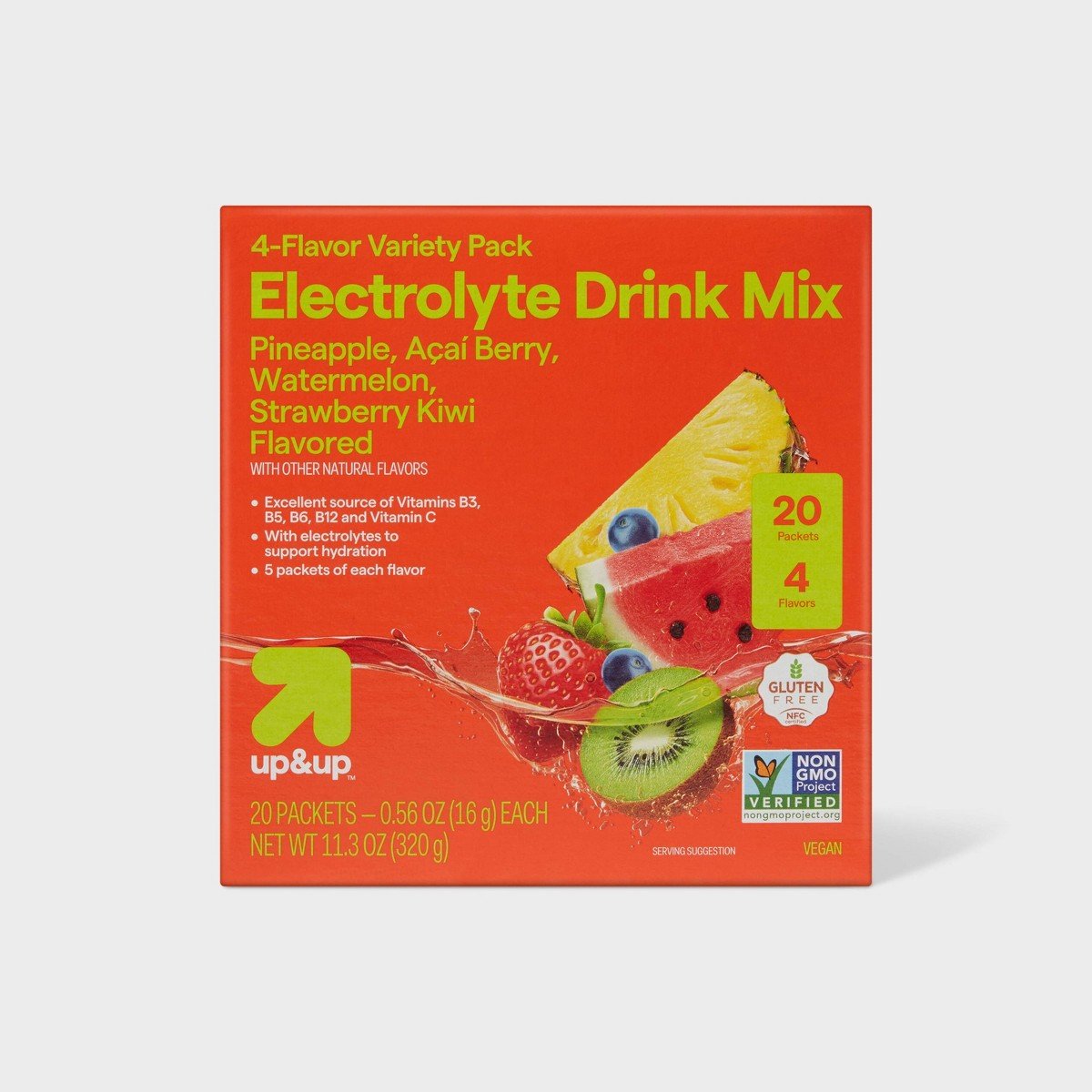 GUEST_e3a40cf2-92a6-408f-8d84-1ec521398198.jpg Hydration with Electrolytes Drink Mix - Variety Pack - 11.3oz/20ct - up&up™: Powdered, Primary Flavors Strawberry, Watermelon, Pineapple - Image 1
