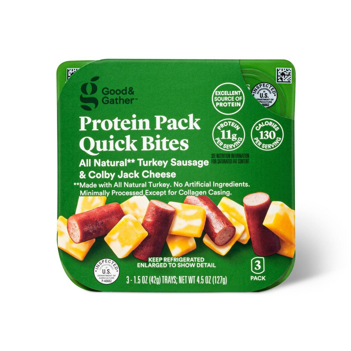 GUEST_e45b192d-affa-4547-9111-776d2fc4edd3.jpg Colby Jack Cheese & Turkey Sausage Protein Pack Quick Bite - 4.5oz/3ct - Good & Gatherâ„¢ - Image 1