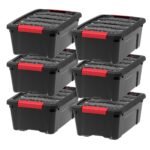IRIS 13 Qt Stackable Plastic Storage Bins with Lids, Discreet- Pearl, 6Pk - Image 7