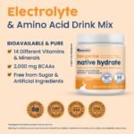 NativePath Hydrate Electrolytes Powder - Zero Sugar with 2,000mg BCAAs, Tangerine, 30 Servings - Image 3
