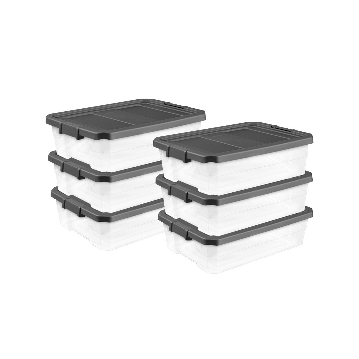 GUEST_e5433a65-daa7-4db4-95cf-ab179fde2a22.jpg Sterilite 40 Quart Plastic Storage Bin Tote & Latch Lid, 6 Pack, Gray - Image 1