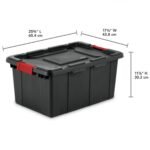 Sterilite 15 Gal Industrial Tote, Stackable Storage Bin with Latching Lid, Plastic Container with Heavy Duty Latches, Black Base and Lid, 18-Pack - Image 2