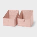 11''x10.5'' 2pk Fabric High-Low Decorative Storage Bin Blush - Brightroom
