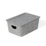 Felt Bin with Lid Light Gray - Bullseye's Playground
