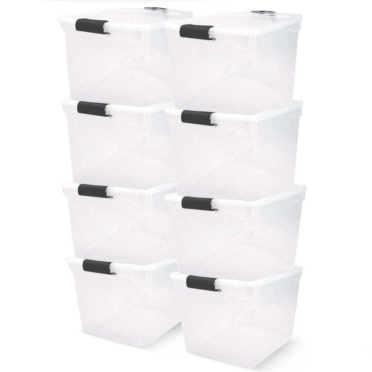 GUEST_e7bd8fac-ffce-4b46-89b9-75d5b206efaa.jpg Homz Secure Latch Large Clear Stackable Storage Container Bin, 31 Quart (8 Pack) - Image 1