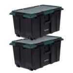 IRIS 2pk 20gal Remington Airtight Footlocker Weathertight Storage Bins with Lids Heavy Duty Containers