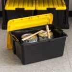 IRIS 4pk 45qt Plastic Storage Bins with Lids Black Yellow Latching Stackable Totes - Image 5