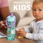 Elemental Water Bottles for Kids - Splash Kid Bottle for School Pop-it Handle - BPA Free Tritan with Straw Leak Proof 18oz - Spring Blossom Clear - Image 2