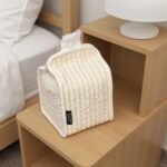 Alilang Quilted Tissue Dispenser Box Cover with Snap Closure 8.5x5.5in -White - Image 3