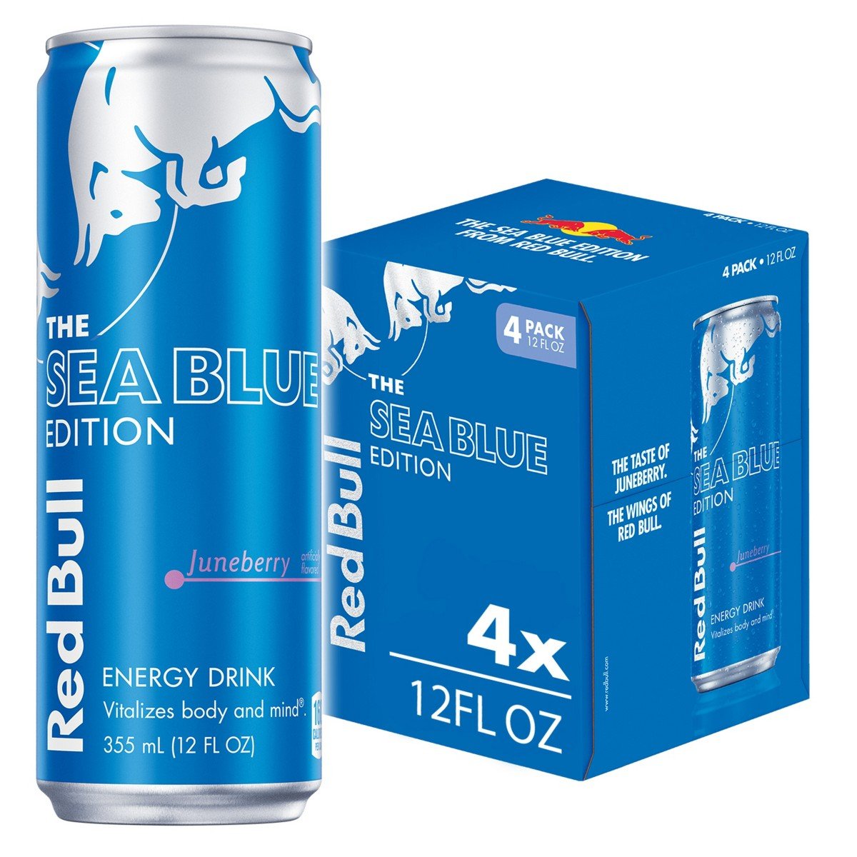 GUEST_eb435bbe-d420-4ec8-b3e4-77289bc9ff2c.jpg Red Bull Sea Blue Edition - Energy Drink - Juneberry - 12 fl oz Cans: Low Fat, No Artificial Flavors, Caffeinated - Image 1