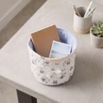 Alilang Quilted Fabric Storage Basket with Lace Trim and Bow - White - Image 3