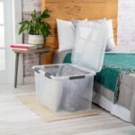 Sterilite 80qt Hinged Lid Latch Box: Plastic Storage Bin, Portable, Stackable, Transparent, Built-In Handles - Image 3