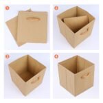 REGALWOVEN Durable Set of 6 Fabric Storage Cube with Built-In Bottom with Handle, Collapsible Storage for Organizing Clothes Books Khaki 11*11*11in - Image 3