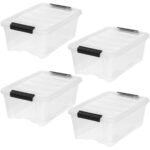 IRIS 13 Qt Stackable Plastic Storage Bins with Lids- Discreet- Pearl, 4Pk - Image 8