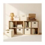 Household Essentials Fabric Decorative Storage Bins 6 Piece Set, Natural - Image 4