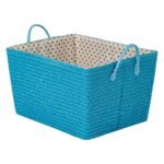 REGALWOVEN 1 Pcs Woven Storage Basket, Shelf Closet Storage Bin for Blankets, Shoes, Organizer Bin with Handles for Home Decor Blue
