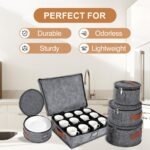 Storage Containers, 5 Pcs China Storage Boxes for Mugs, Dishes, Plates, and Bowls, Soft Felt Dinnerware Organizers with Zippered Lids - Image 4
